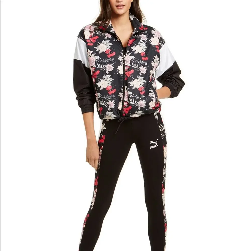 PUMA Jacket NWT Floral, Color Blocked Track Workout Zip Up Women's Medium - Picture 3 of 6